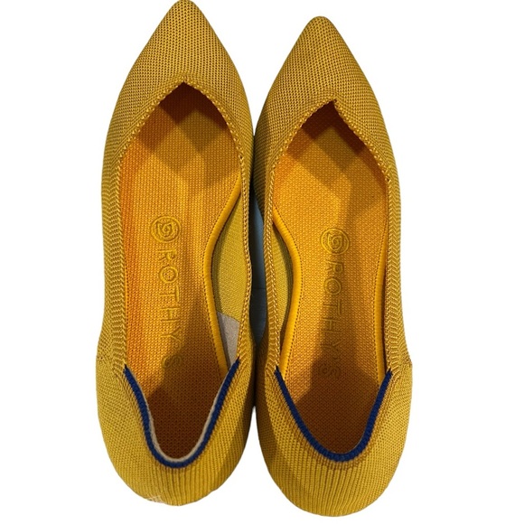 Rothys Point Sunflower Ballet Flats Sise 6.5 Pointed Toe Shoes Vegan - Picture 1 of 7